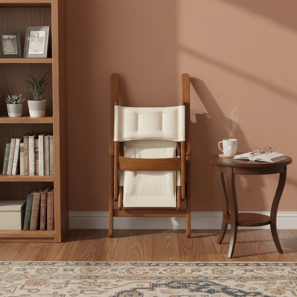 Bahçeme Marmaris Minderli Ahşap Bahçe Balkon Takımı: 70x120 Sabit Masa + 4 Katlanır Sandalye - Resim 3