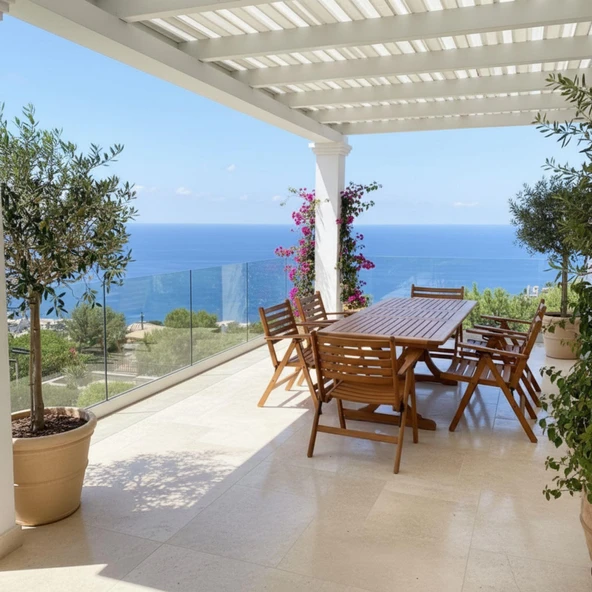 Bahçeme Antalya Side Ahşap Bahçe Takımı : 80x160 +40 cm Uzayan Masa + 6 Katlanır Sandalye - Resim 2