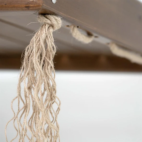 Mobeva Mome İkili Ladin Ahşap Salıncak -Tavana Asmalı Salıncak -Krem - Resim 3