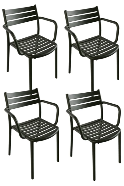 Papatya Hisar Koltuk Servi Yeşil 4lü Paket - Plastik Bahçe Balkon Mutfak Sandalyesi ürün görseli 1