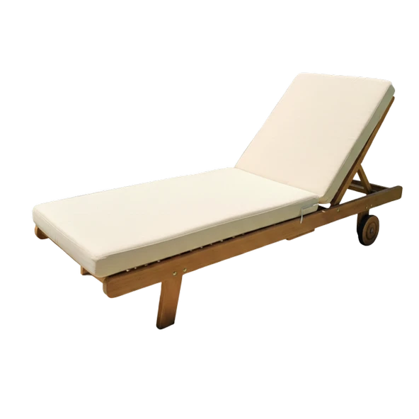 Bahçeme Riva Kademeli Ahşap Şezlong Tekerlekli -5 cm Minderli - Resim 5