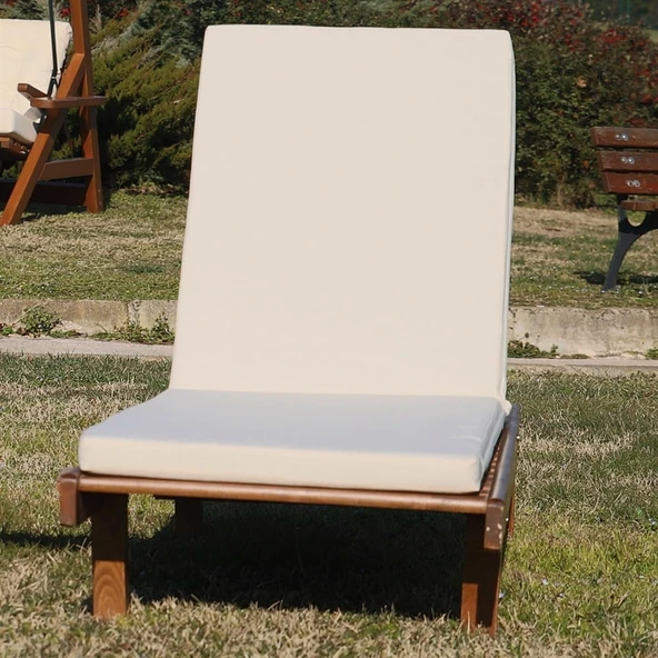 Bahçeme Riva Kademeli Ahşap Şezlong Tekerlekli -5 cm Minderli ürün görseli