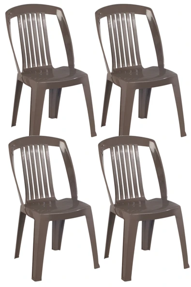 Papatya Favori Sandalye Kahve 4lü - Plastik Bahçe Balkon Sandalyesi ürün görseli 1