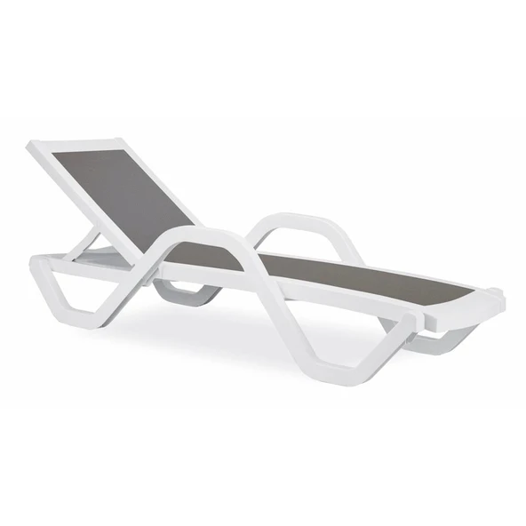 Papatya Myra Tex Kollu Şezlong - Beyaz İskelet & Bej Fileli - Resim 5