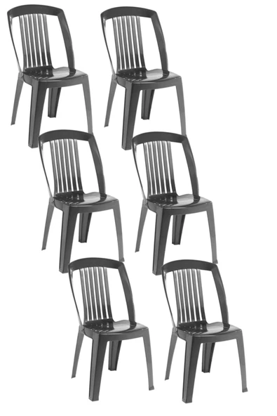 Papatya Favori Sandalye Antrasit 6lı - Plastik Bahçe Balkon Sandalyesi ürün görseli 1