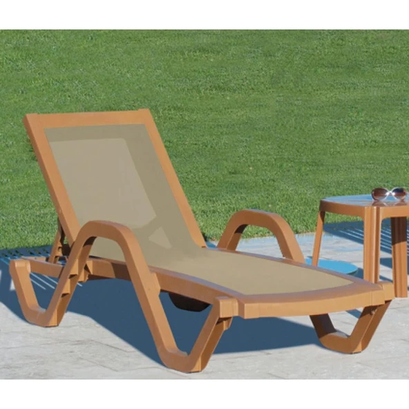 Papatya Myra Tex Kollu Şezlong - Teak İskelet & Turkuaz Fileli - Resim 9