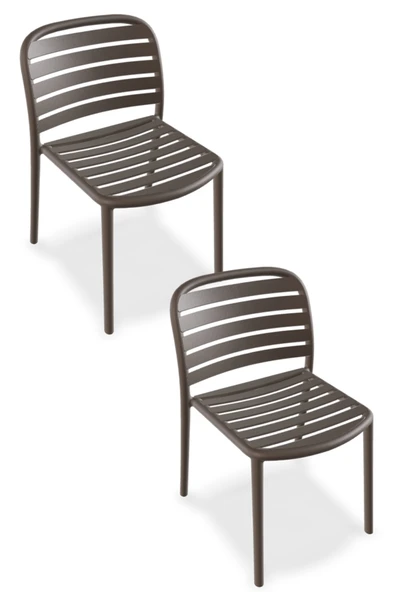 Papatya Tarabya Sandalye Küllü Kahve 2li Paket - Plastik Bahçe Balkon Mutfak Sandalyesi ürün görseli 1