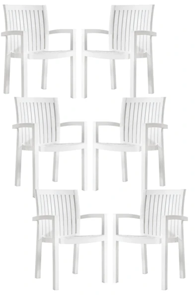 Papatya Neta Koltuk Beyaz 6lı Paket - Plastik Bahçe Balkon Sandalyesi ürün görseli 1