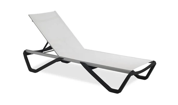 Papatya Wave Plastik Ayaklı Alüminyum Şezlong - Beyaz & Beyaz - Resim 10