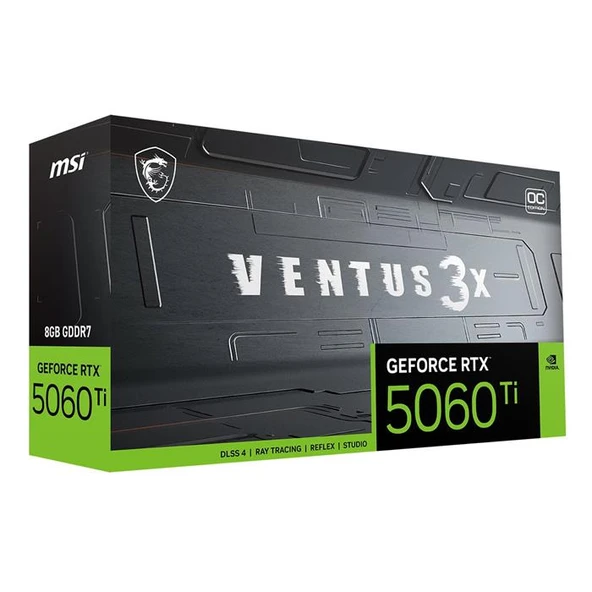 MSI VGA GeForce RTX 5060 TI 8G VENTUS 3X OC RTX5060TI 8GB GDDR7 128B DX12 PCIE 5.0 X16 (3XDP 1XHDMI) ürün görseli 1
