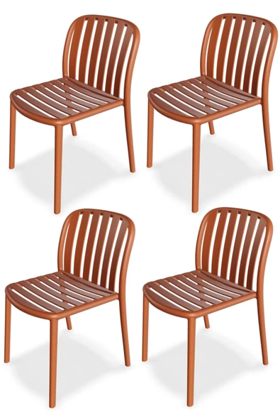 Papatya Galata Sandalye Kor Kırmızı 4lü Paket - Plastik Bahçe Balkon Mutfak Sandalyesi ürün görseli 1