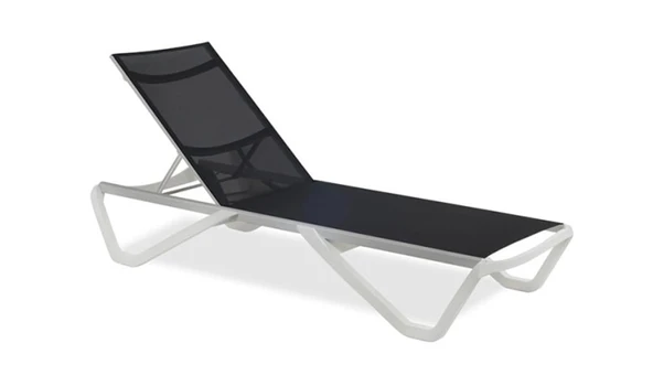 Papatya Wave Plastik Ayaklı Alüminyum Şezlong - Beyaz & Beyaz - Resim 3