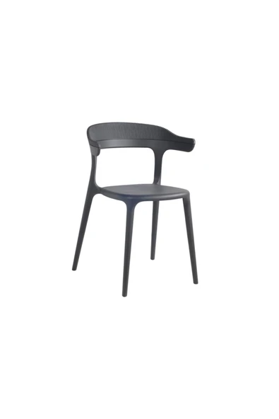 Papatya Luna Stripe Koltuk - Bahçe Balkon Mutfak Sandalyesi Antrasit ürün görseli 1