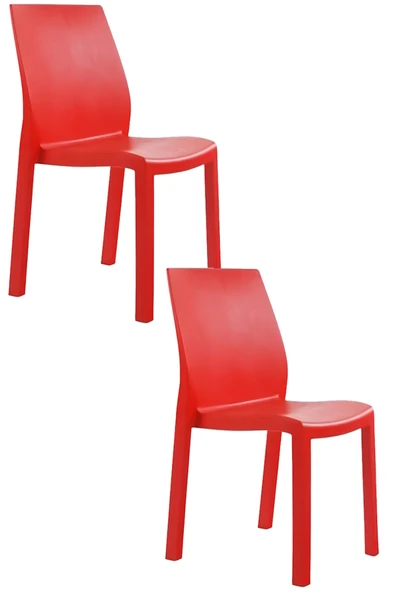 Papatya Yummy Sandalye Kırmızı 2li Paket - Plastik Bahçe Balkon Sandalyesi ürün görseli 1