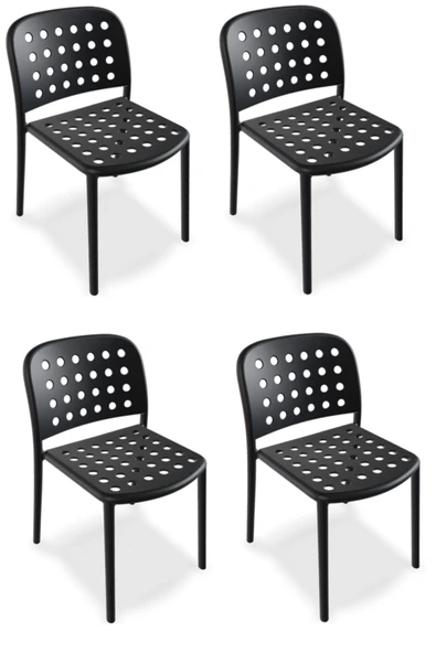 Papatya Bomonti Sandalye Antrasit 4lü Paket - Plastik Bahçe Balkon Mutfak Sandalyesi ürün görseli 1