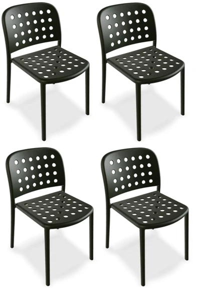 Papatya Bomonti Sandalye Servi Yeşil 4lü Paket - Plastik Bahçe Balkon Mutfak Sandalyesi ürün görseli 1