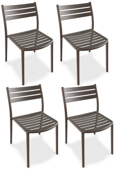 Papatya Hisar Sandalye Küllü Kahve 4lü Paket - Plastik Bahçe Balkon Mutfak Sandalyesi ürün görseli 1