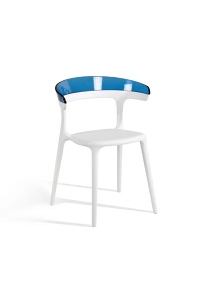 Papatya Luna Sandalye - Beyaz Gövde & Transparan Mavi Font ürün görseli 1