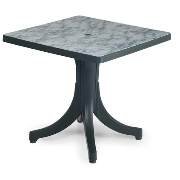 Papatya Diva Plastik Masa - 80x80 Kare Bahçe Balkon Masası -Beyaz & Rattan Dekor - Resim 9