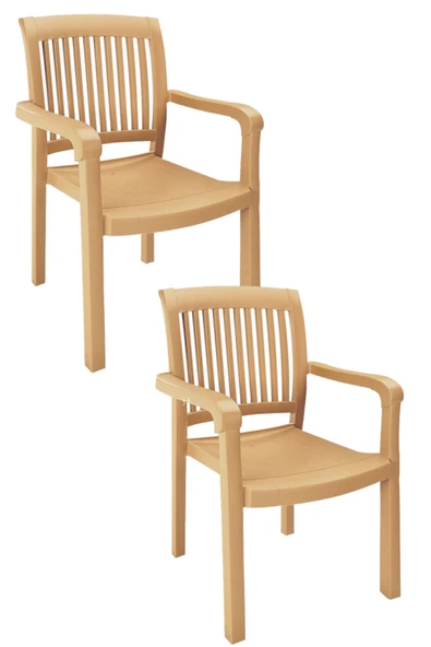 Papatya Mistral Koltuk 2li Paket Teak - Plastik Bahçe Balkon Sandalyesi ürün görseli 1