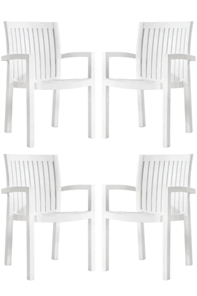 Papatya Neta Koltuk Beyaz 4lü Paket - Plastik Bahçe Balkon Sandalyesi ürün görseli 1