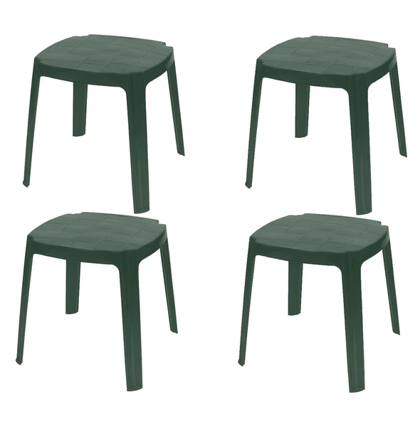 Papatya Royal Plastik Sehpa Koyu Yeşil 4lü Paket - İstiflenebilir, UV Korumalı ürün görseli 1