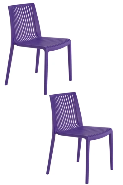 Papatya Cool Plastik Sandalye 2li Paket Mor - Bahçe Balkon Mutfak Sandalyesi ürün görseli 1