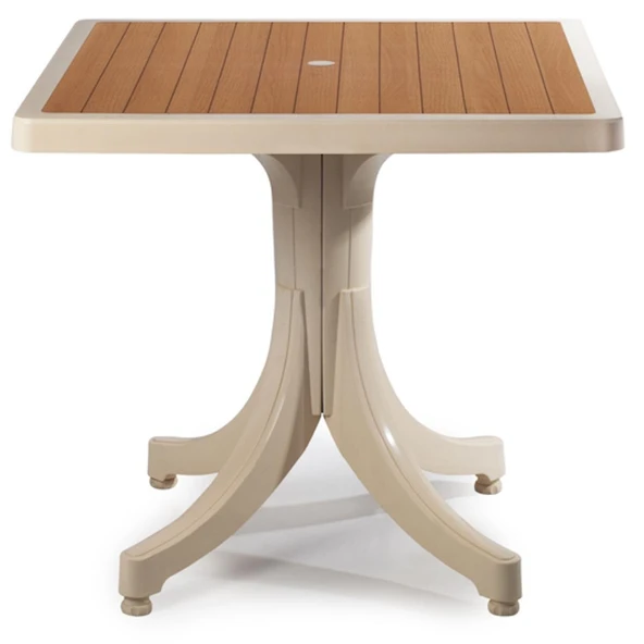 Papatya Diva Plastik Masa - 80x80 Kare Bahçe Balkon Masası -Antrasit & Rattan Dekor - Resim 10