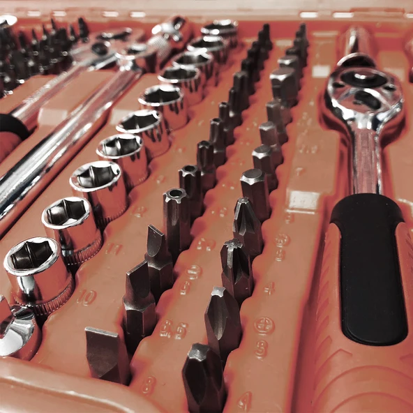 Lokma Anahtar Takımı 216 Parça Uzatma Kolu Mafsallı 1/2 3/8 1/4 Yıldız Tork Düz Set Bits Uç Allen - Resim 6