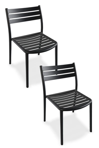 Papatya Hisar Sandalye Antrasit 2li Paket - Plastik Bahçe Balkon Mutfak Sandalyesi ürün görseli 1