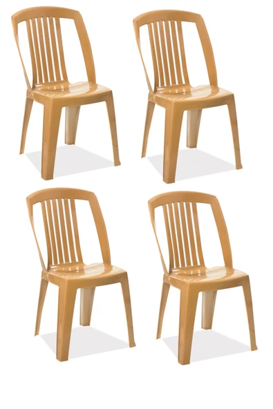 Papatya Favori Sandalye Teak 4lü - Plastik Bahçe Balkon Sandalyesi ürün görseli 1