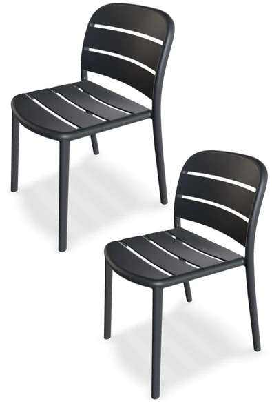 Papatya Beykoz Sandalye Antrasit 2li Paket - Plastik Bahçe Balkon Mutfak Sandalyesi ürün görseli 1