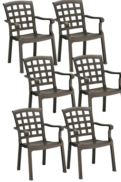 Papatya Pasha Plastik Koltuk Antrasit 6lı Paket - Bahçe, Balkon, Teras Sandalyesi ürün görseli 1