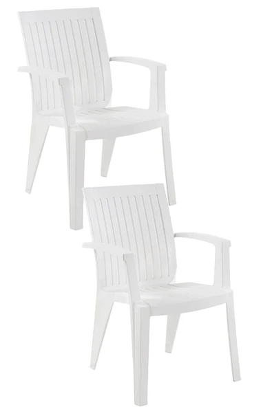 Papatya Alize Koltuk Beyaz 2li Paket - Plastik Bahçe Balkon Koltuğu ürün görseli 1