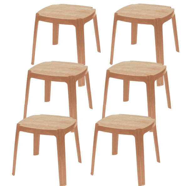 Papatya Royal Plastik Sehpa Teak 6lı Paket - İstiflenebilir, UV Korumalı ürün görseli 1