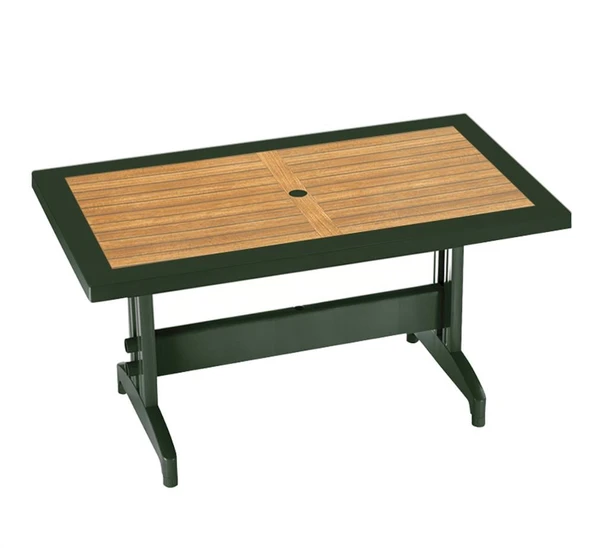 Papatya Pera Plastik Masa - 70x120 Bahçe Balkon Masası -Yeşil & Yaprak Dekor - Resim 2