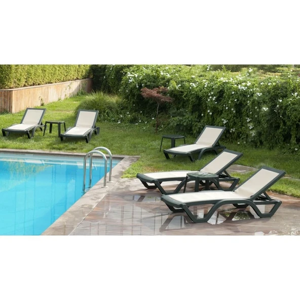 Papatya Myra Tex Kolsuz Şezlong - Teak İskelet & Kahve Fileli - Resim 10