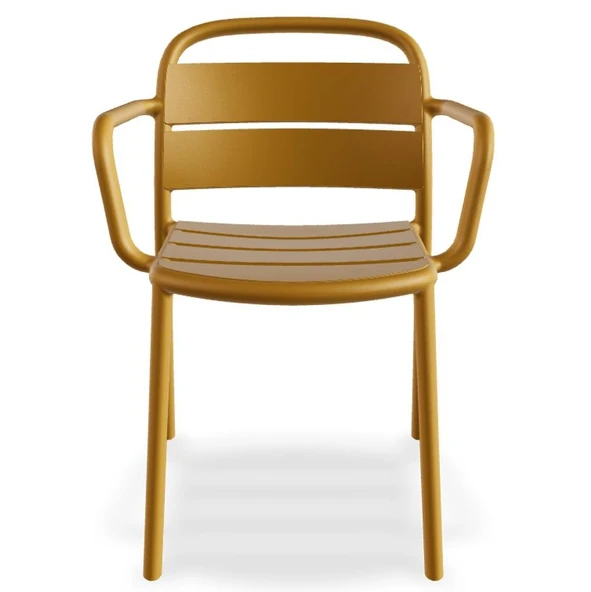 Papatya Balat Sandalye 4lü Paket Koyu Sarı - Plastik Bahçe Balkon Mutfak Sandalyesi - Resim 7