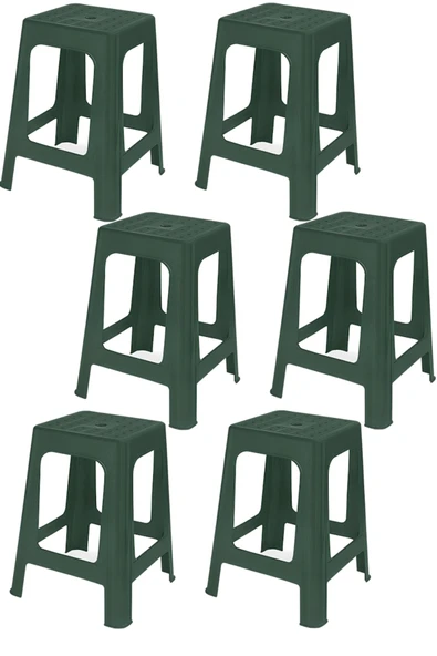 Papatya Mercan Plastik Tabure Yeşil 6lı Paket - Bahçe Balkon Taburesi ürün görseli 1