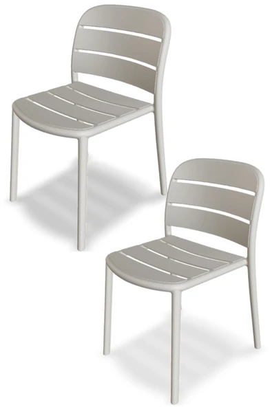 Papatya Beykoz Sandalye Açık Gri 2li Paket - Plastik Bahçe Balkon Mutfak Sandalyesi ürün görseli 1