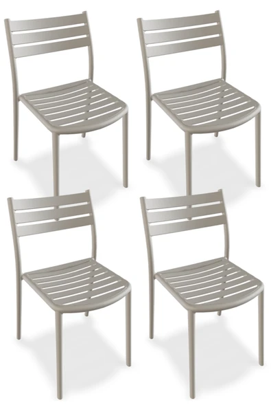 Papatya Hisar Sandalye Açık Gri 4lü Paket - Plastik Bahçe Balkon Mutfak Sandalyesi ürün görseli 1