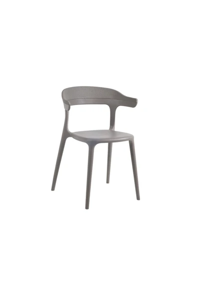 Papatya Luna Stripe Koltuk - Bahçe Balkon Mutfak Sandalyesi Küllü Kahve ürün görseli 1