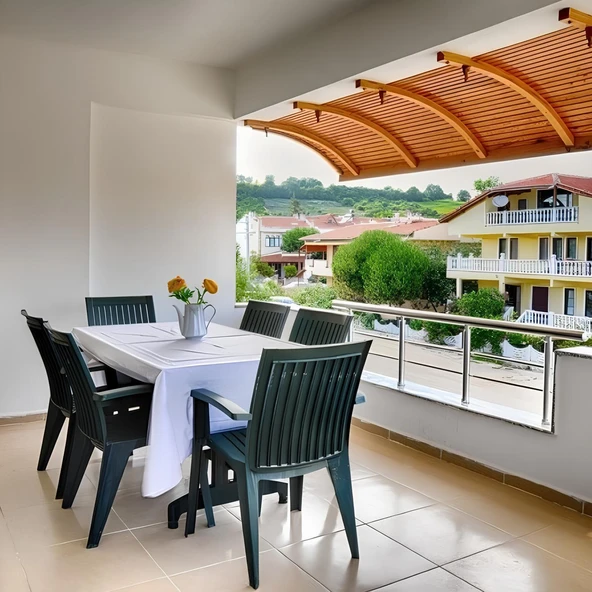 Papatya Alize Koltuk Beyaz 4lü Paket - Plastik Bahçe Balkon Koltuğu - Resim 2