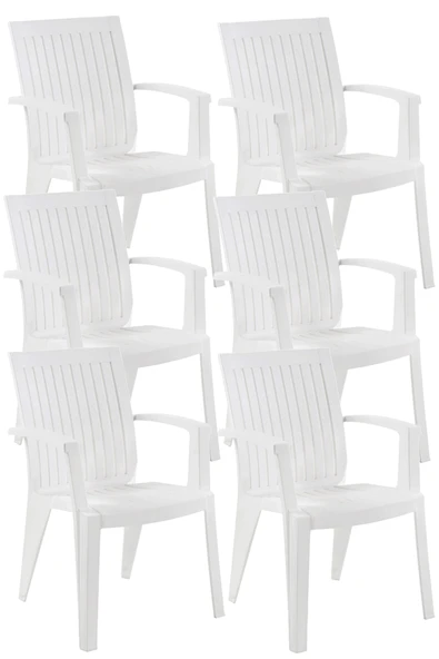 Papatya Alize Koltuk Beyaz 6lı Paket - Plastik Bahçe Balkon Koltuğu ürün görseli 1