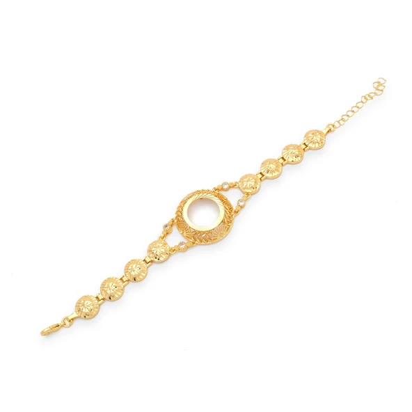 Altın Kaplama İmitasyon Çiçek Desenli Çeyrekli Çerçeve Bileklik BLK-1195 ürün görseli