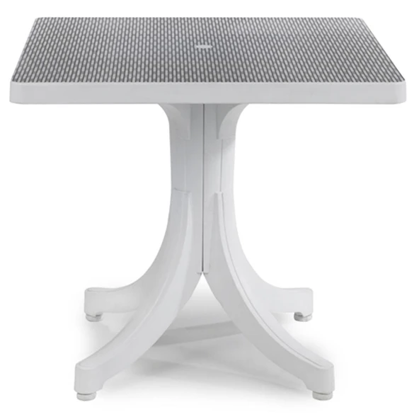 Papatya Diva Plastik Masa - 80x80 Kare Bahçe Balkon Masası -Antrasit & Rattan Dekor - Resim 4