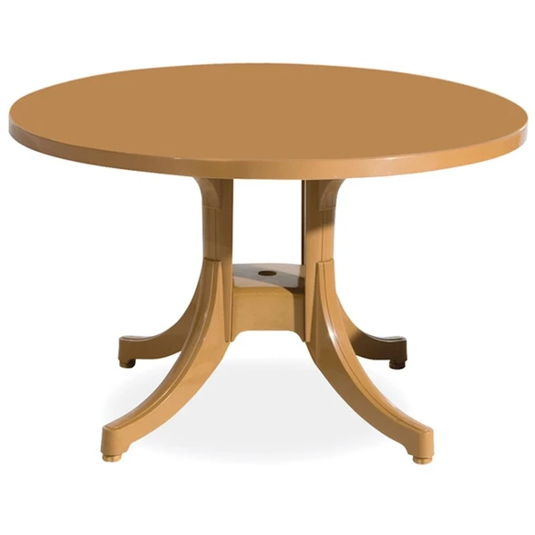 Papatya Nova Plastik Masa - 120lik Yuvarlak Balkon, Teras, Bahçe Masası -Teak ürün görseli 1