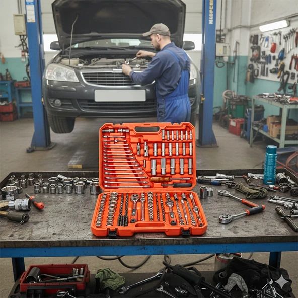 Lokma Anahtar Takımı 216 Parça Uzatma Kolu Mafsallı 1/2 3/8 1/4 Yıldız Tork Düz Set Bits Uç Allen - Resim 3