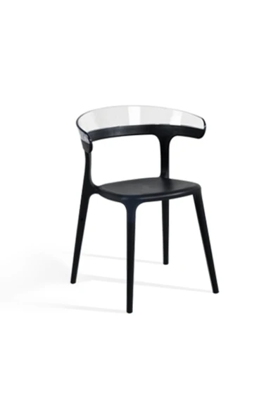 Papatya Luna Sandalye - Siyah Gövde & Transparan Şeffaf Font ürün görseli 1