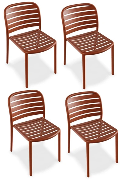 Papatya Tarabya Sandalye Kor Kırmızı 4lü Paket - Plastik Bahçe Balkon Mutfak Sandalyesi ürün görseli 1